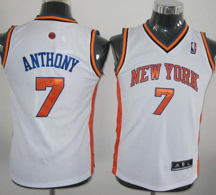 Kids New York Knicks 7 Carmelo Anthony White Jersey Cheap
