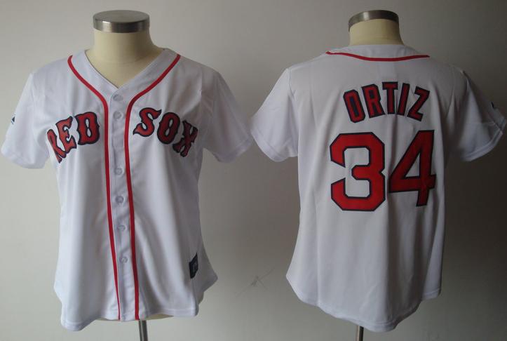 Women Boston Red Sox 34 David Ortiz White Jersey