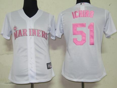 Women Seattle Mariners 51 Ichiro White Jersey