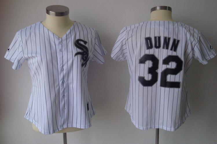 Women Chicago White Sox 32 Dunn White(Black Strip)Jersey