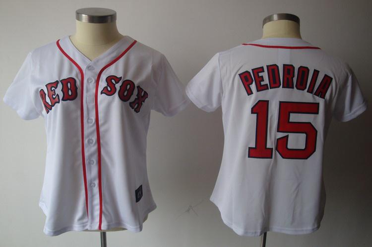 Cheap Women Boston Red Sox 15 Pedroia White Jersey