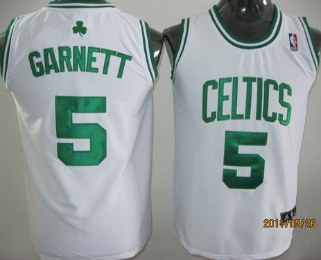 Kids Boston Celtics 5 Garnett White Jersey Cheap