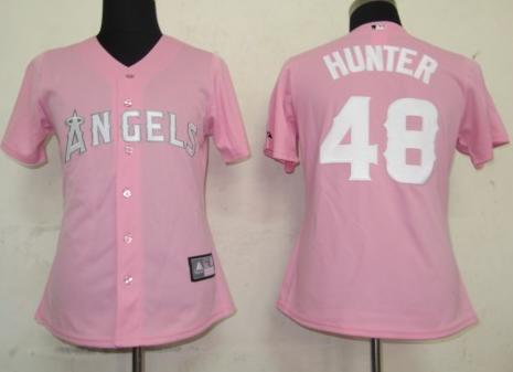 Women Los Angeles Angels 48 Hunter Pink MLB Jerseys