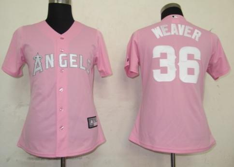 Cheap Women Los Angeles Angels 36 Weaver Pink MLB Jerseys