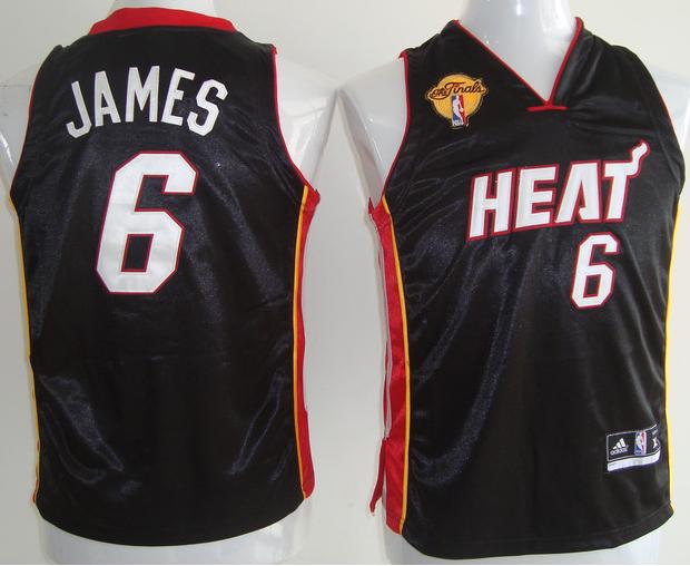 Kids Miami Heat 6 LeBron James Black 2011 NBA Finals Jersey Cheap