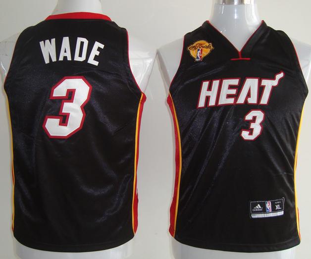 Kids Miami Heat 3 Dwyane Wade Black 2011 NBA Finals Jersey Cheap
