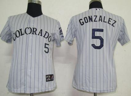 Women Colorado Rockies 5 Gonzalez Grey MLB Jerseys