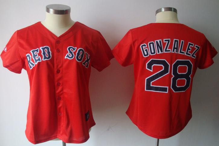 Women Boston Red Sox 28 Adrian Gonzalez Red MLB Jerseys