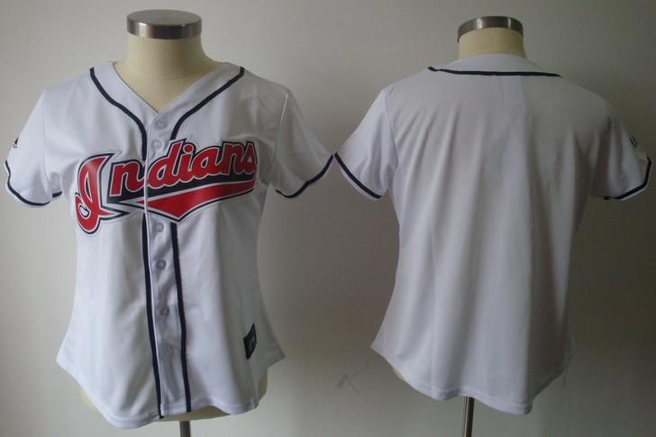 Women Cleveland Indians Blank White MLB Jerseys