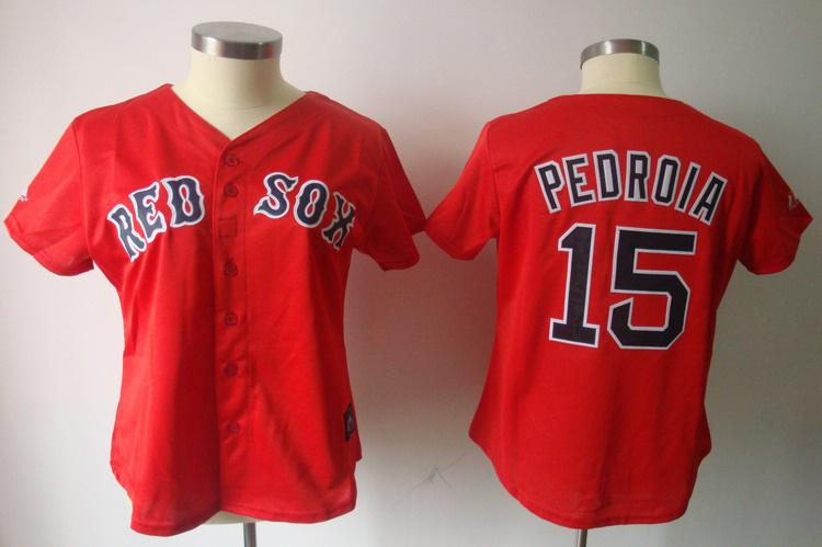 Women Boston Red Sox 15 Pedroia Red MLB Jerseys