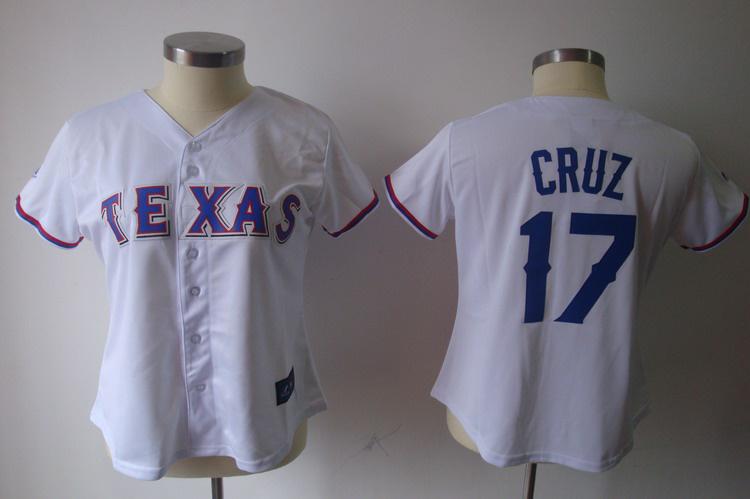 Women Texas Rangers 17 Cruz White MLB Jersey
