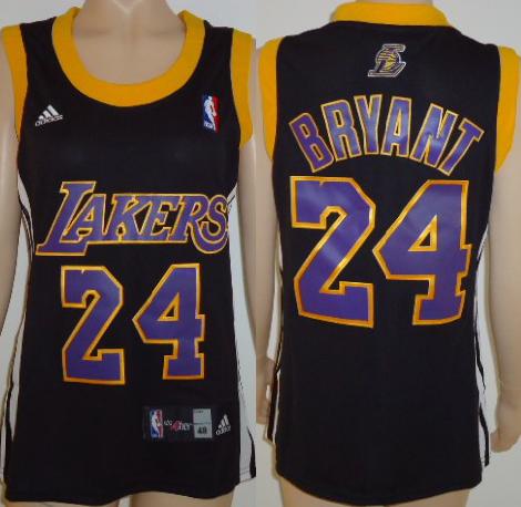 Cheap Women Los Angeles Lakers 24 Kobe Bryant Black Swingman Jersey Purple Number