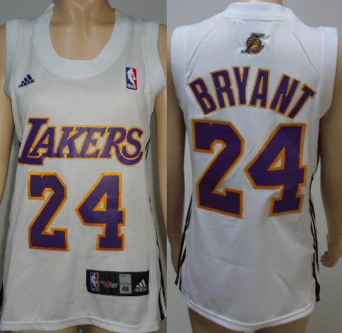 Cheap Women Los Angeles Lakers 24 Kobe Bryant White Swingman Jersey