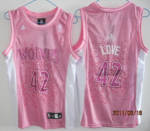 Cheap Women Minnesota Timberwolves 42 Kevin Love Pink Jerseys