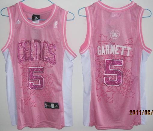 Cheap Women Boston Celtics 5 Kevin Garnett Pink Jersey