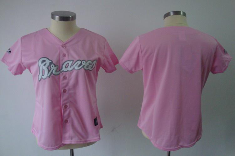 Women Atlanta Braves Blank Pink MLB Jerseys