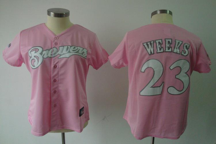 Cheap Women Milwaukee Brewers 23 Weeks Pink MLB Jersey