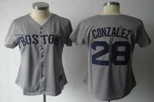 Women Boston Red Sox 28 Adrian Gonzalez Grey Jersey