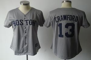 Women Boston Red Sox 13 Carl Crawford Grey Jerseys