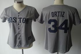 Cheap Women Boston Red Sox 34 David Ortiz Grey Jerseys