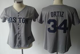 Women Boston Red Sox 34 David Ortiz Grey Jerseys