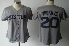 Women Boston Red Sox 20 Kevin Youkilis Grey Jersey