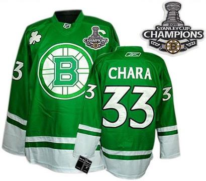 Kids Boston Bruins 33 Zdeno Chara Green St Patty's Day 2011 Stanley Cup Champions NHL Jersey For Sale
