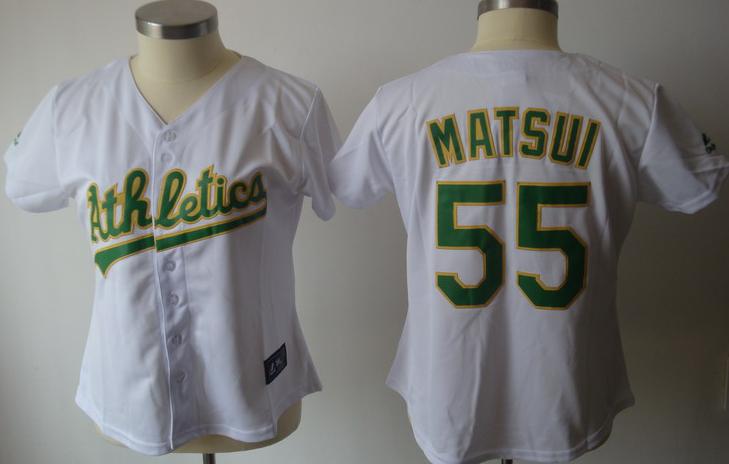 Women Okland Athletics 55 Matsui White MLB Jerseys
