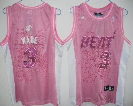 Cheap Women Miami Heat 3 Dwyane Wade Pink Jersey