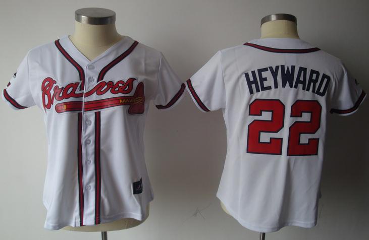Women Atlanta Braves 22 Heyward White MLB Jersey