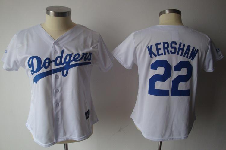 Women s Angeles Dodgers 22 Clayton Kershaw White Jerseys