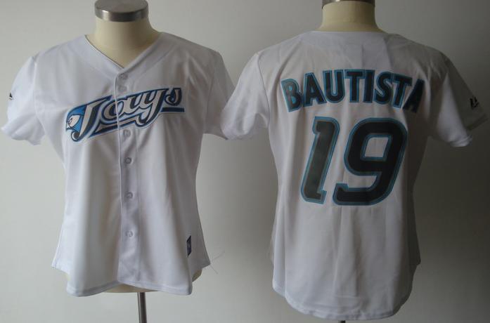 Women Toronto Blue Jays 19 Jose Bautista White MLB Jersey