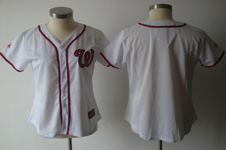 Cheap Women Washington Nationals Blank White MLB Jerseys