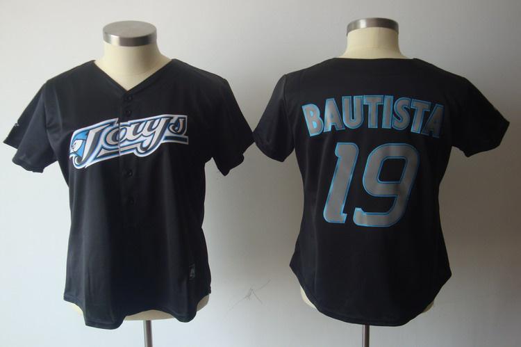 Women Toronto Blue Jays 19 Jose Bautista Black Jersey