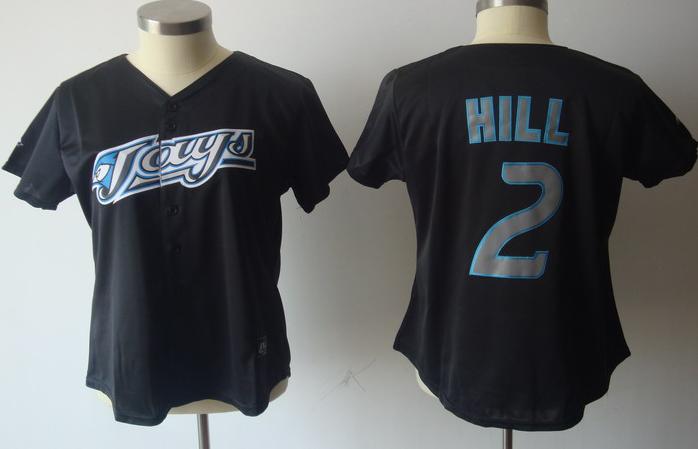 Women Toronto Blue Jays 2 Aaron Hill Black Jersey