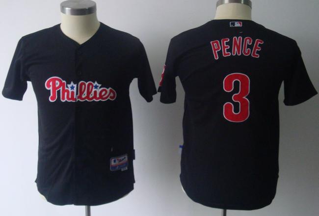 Kids Philadelphia Phillies 3 Hunter Pence Black Cool Base Jersey Cheap