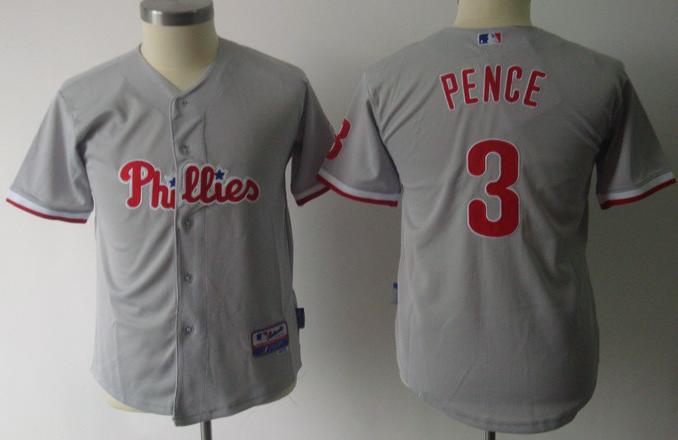 Kids Philadelphia Phillies 3 Hunter Pence Grey Cool Base Jersey Cheap