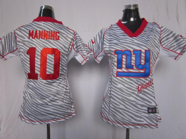 Cheap Women Nike New York Giants 10# Eli Manning Women's FEM FAN Zebra Nike NFL Jerseys