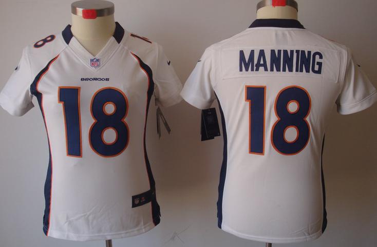 Cheap Women Nike Denver Broncos 18# Peyton Manning White Game LIMITED Nike NFL Jerseys