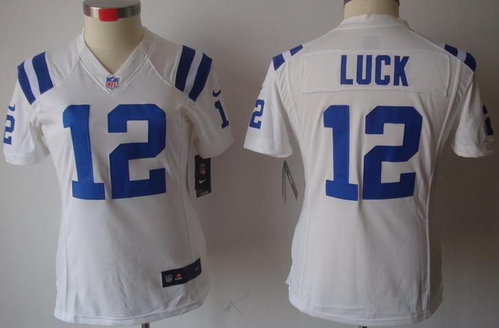 Cheap Women Nike Indianapolis Colts #12 Andrew Luck White Game LIMITED Nike NFL Jerseys