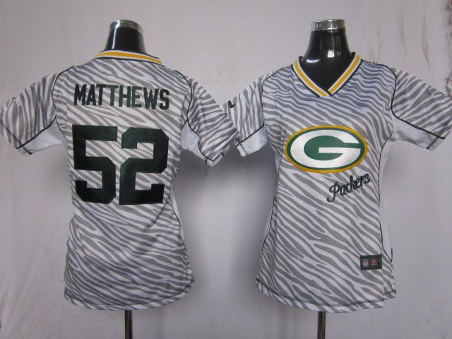 Cheap Women Nike Green Bay Packers #52 Clay Matthews Women's FEM FAN Zebra Nike NFL Jerseys