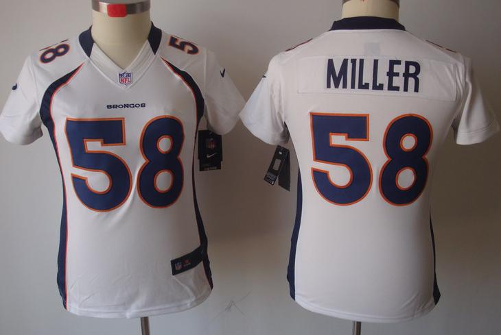 Cheap Women Nike Denver Broncos 58# Von Miller White Game LIMITED Nike NFL Jerseys