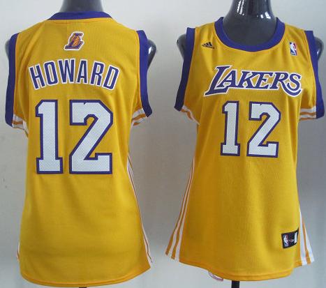 Cheap Women Los Angeles Lakers 12# Dwight Howard Yellow Revolution 30 Swingman Jersey