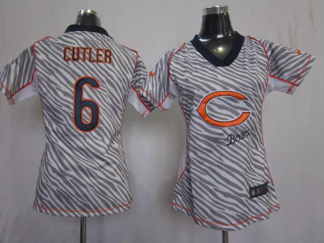 Cheap Women Nike Chicago Bears 6# Jay Cutler FEM FAN Zebra Nike NFL Jerseys