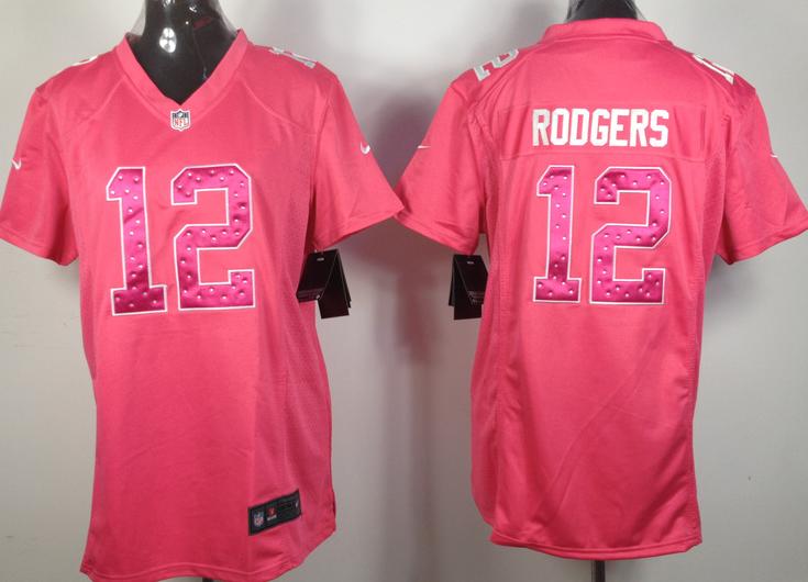 Cheap Women Nike Green Bay Packers #12 Aaron Rodgers Pink NFL Jerseys
