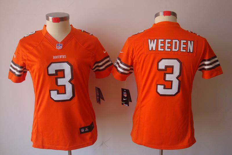 Cheap Women Nike Cleveland Browns 3# Brandon Weeden Orange Game LIMITED Nike NFL Jerseys