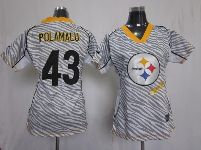 Cheap Women Nike Pittsburgh Steelers #43 Troy Polamalu FEM FAN Zebra Nike NFL Jerseys