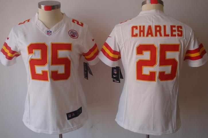 Cheap Women Nike Kansas City Chiefs 25# Jamaal Charles White Game LIMITED Nike NFL Jerseys