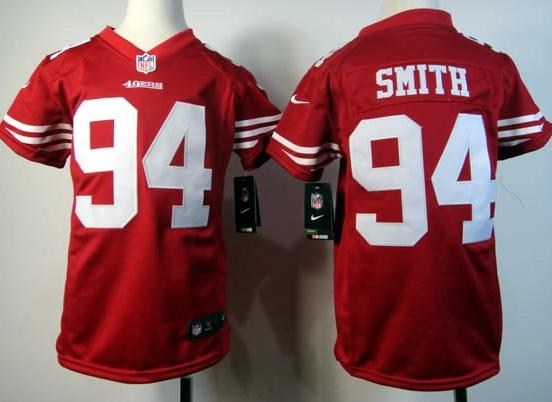 Kids Nike San Francisco 49ers #94 Justin Smith Red Nike NFL Jerseys Cheap
