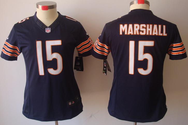 Cheap Women Nike Chicago Bears #15 Marshall Blue Game LIMITED Nike NFL Jerseys